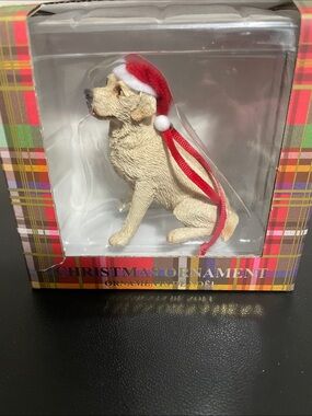 New In Box Sandicast Labrador Retriever Yellow Christmas Ornament
